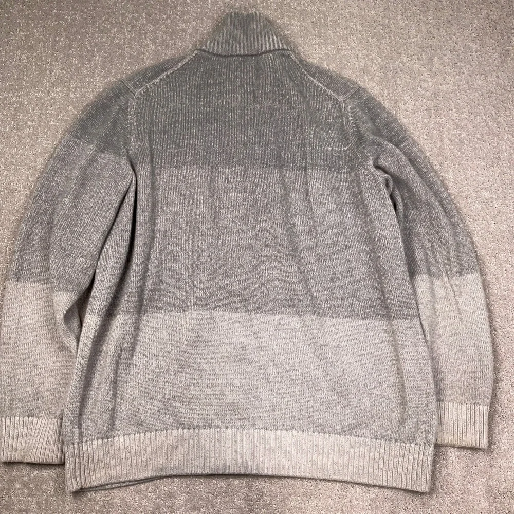 Banana Republic Cardigan Mens XXLT Gray Marled Stripes Zip Mock Cotton‎ Sweater